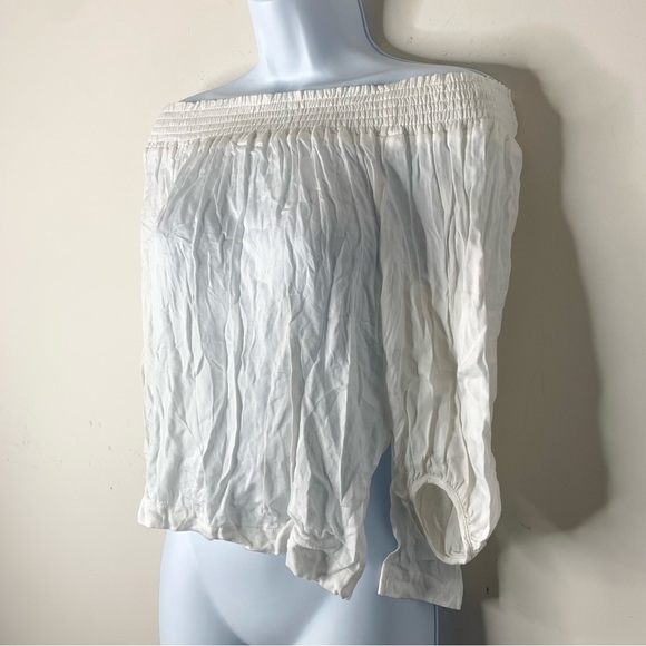 Aritzia Babaton Blouse Off The Shoulders 3/4 Length Sleeve White Size XS - Picture 9 of 15